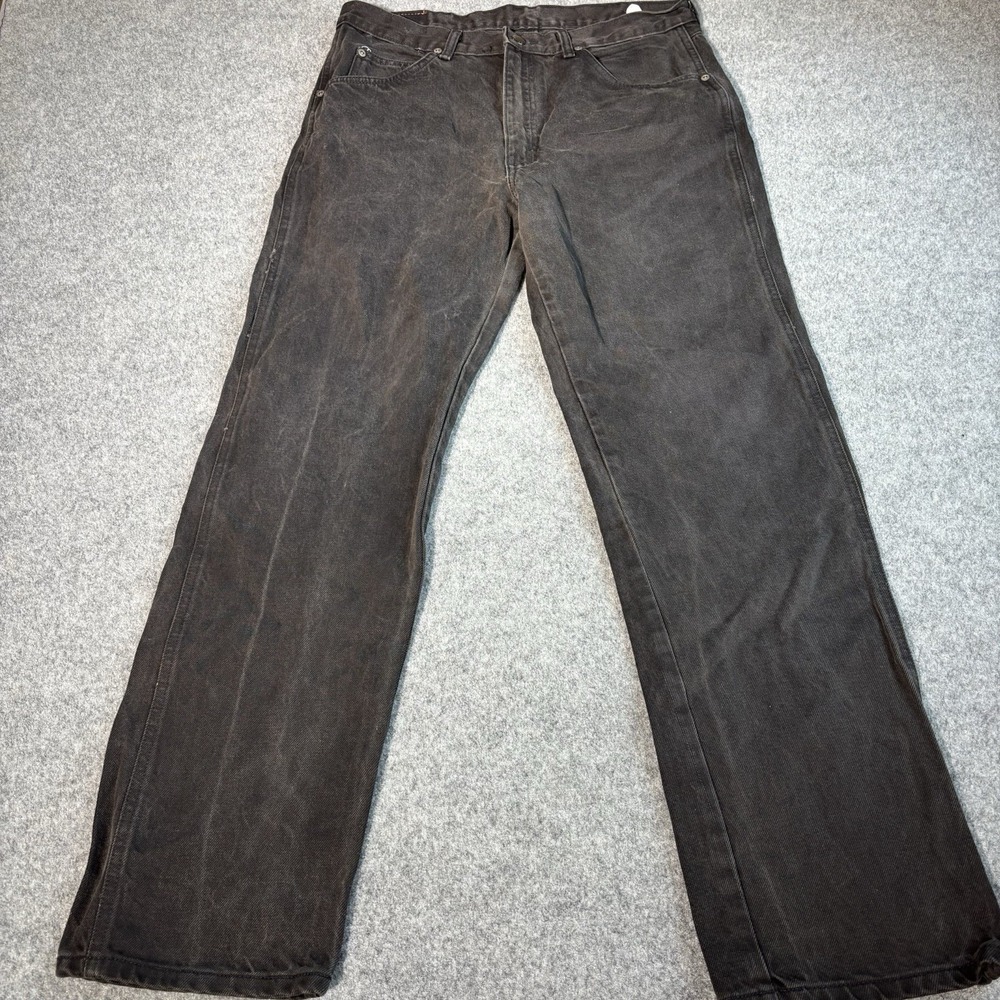 Wrangler Rugged Wear Jeans Mens 34x31‎ Black Straight Leg Workwear Denim Pants